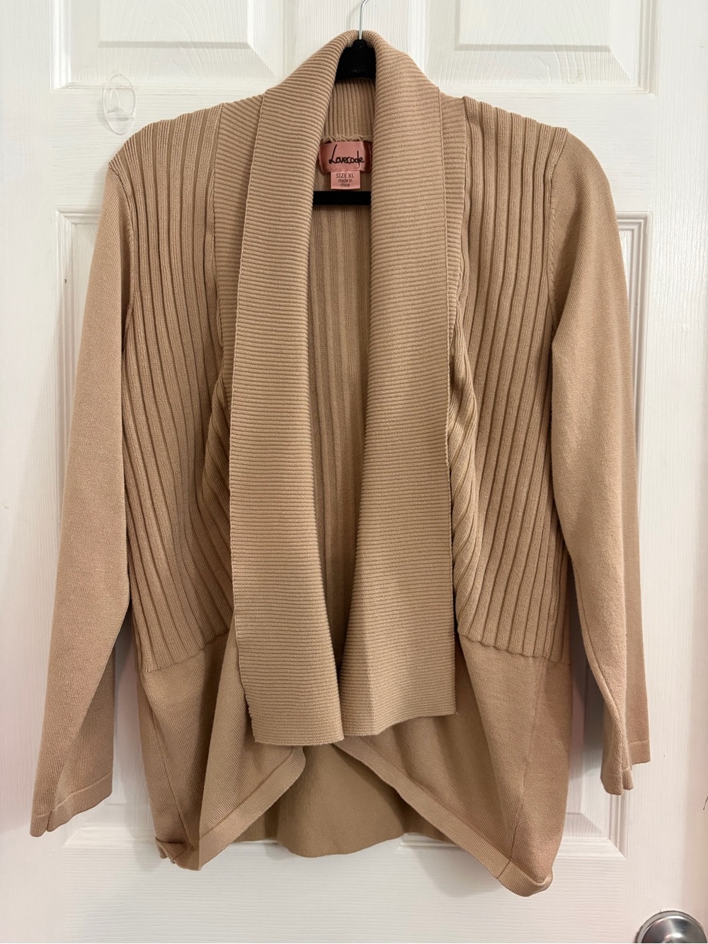 Open-Front Shawl Collar Cardigan in Taupe. Size XL $10